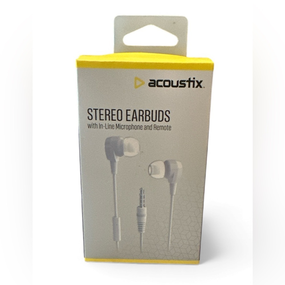 Acoustix Stereo Wired Earbuds with Microphone and Remote - New in Box